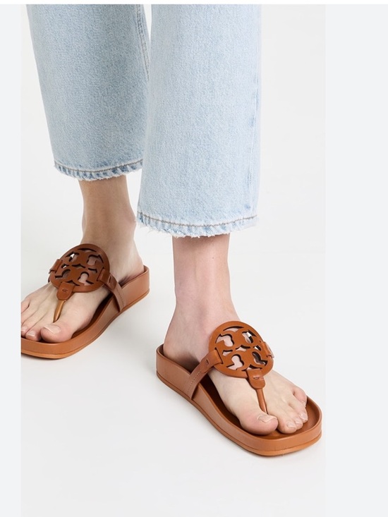 Tory Burch Miller Cloud Thong Sandals in Tan, New in the Box Sz 8.5 - Picture 2 of 8